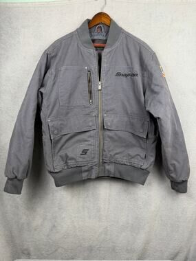 Snap-On Tools Bomber Jacket Mens L Heavy Duck Canvas Workwear Pockets Outdoor